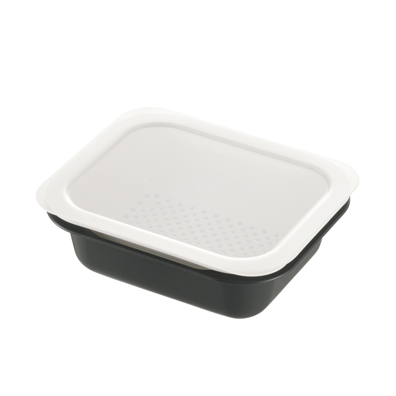 【生活応援キャンペーン対象商品】コランダー＆バット　レクタングル　Ｍ　フタ付　ＤＧ　　　　　　　　　　　　　　　　　　　　　